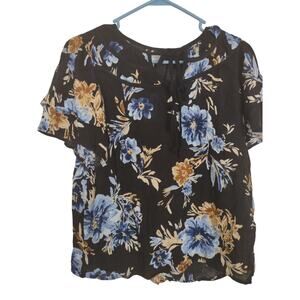 Maurices Moody floral Bohemian Blouse Medium‎ Casual Lightweight Preppy Ruffles